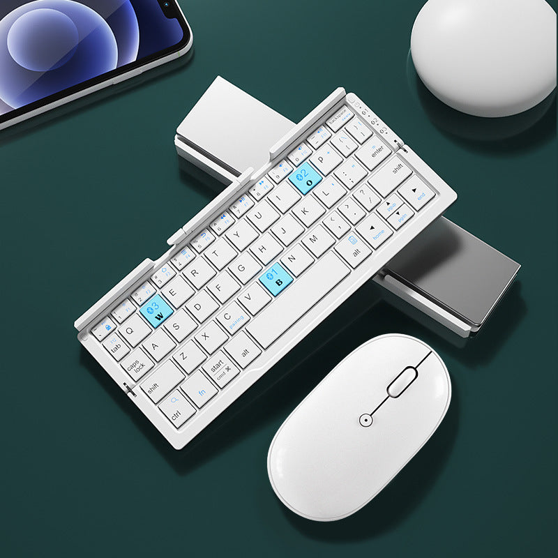 Mini Folding Bluetooth Keyboard Wireless Keypad Support3 Devices With Stand Rechargeable