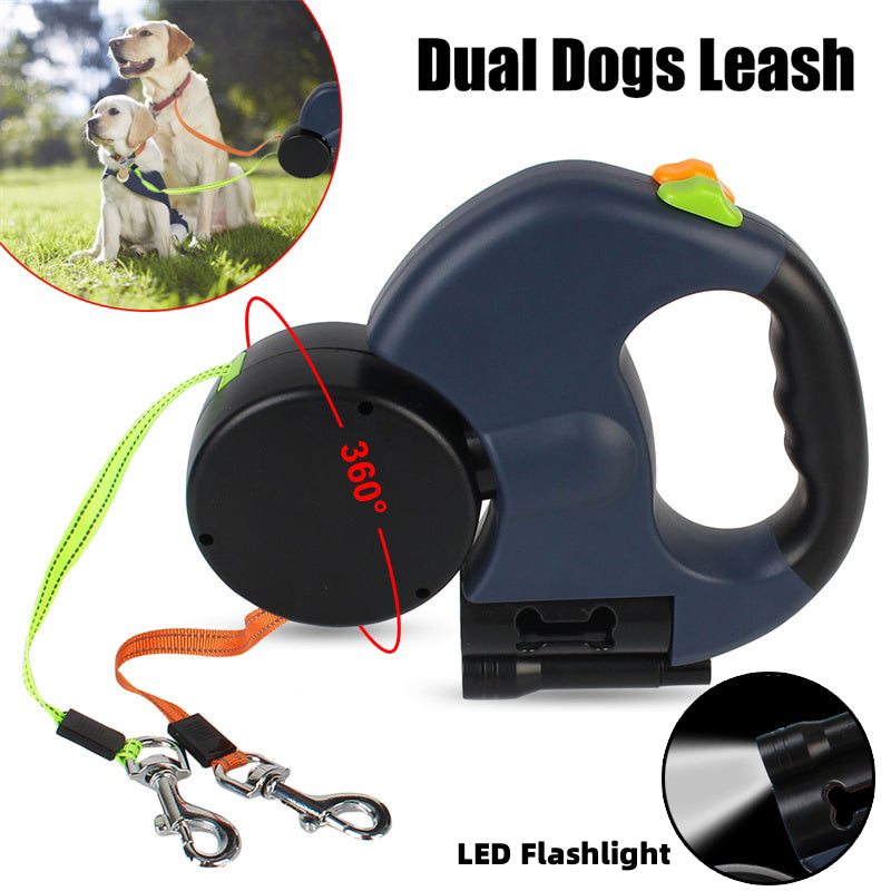 🥇 No-Tangle Dog Walking Leash with Lights